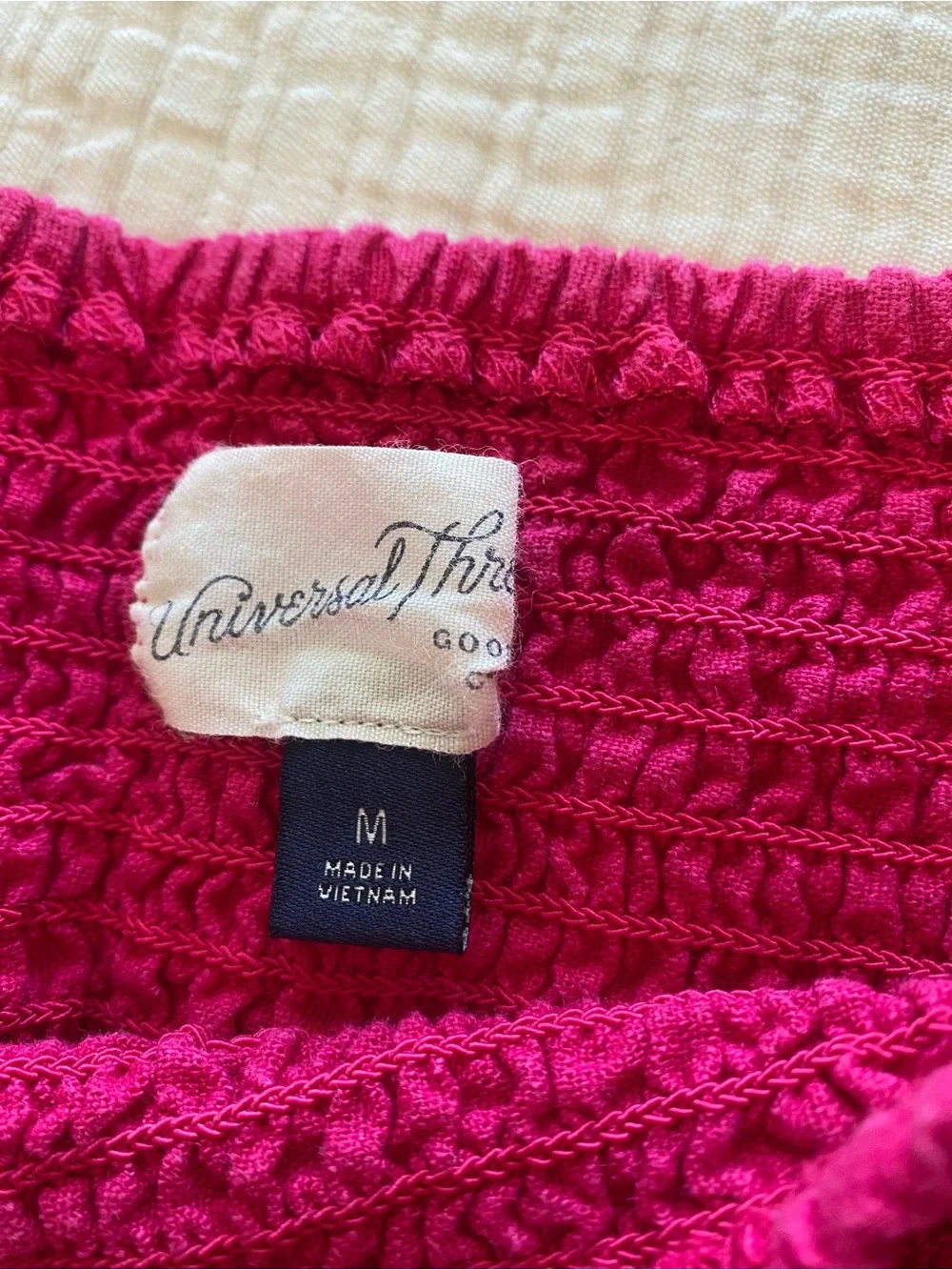 Universal Thread Pink Smocked Puff Sleeve Crop Top Size M